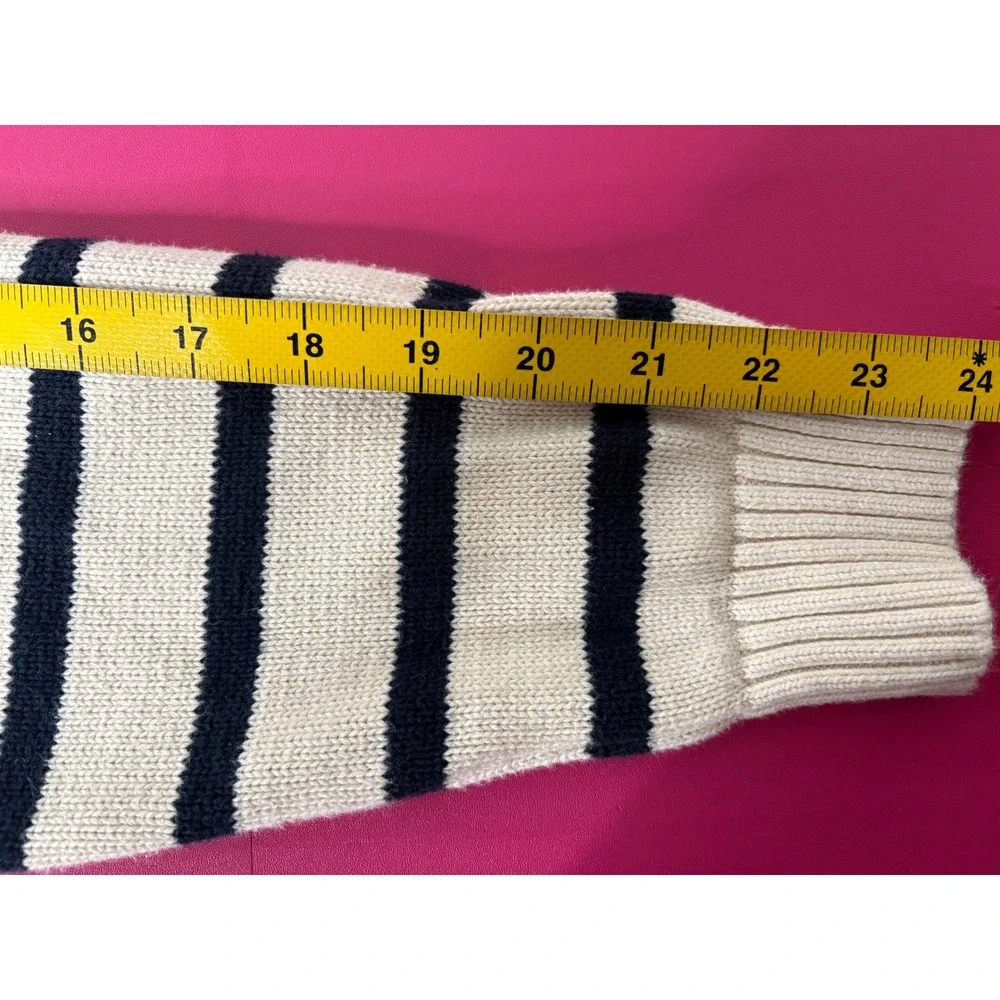 BRANDY MELVILLE Womens Cream Navy Striped Oversized Quarter Zip Sweater One Size